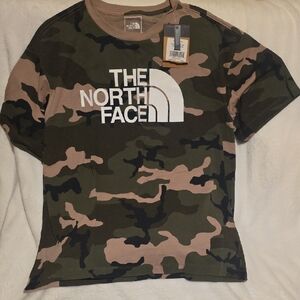 The North Face Green and Brown Camouflage Tee